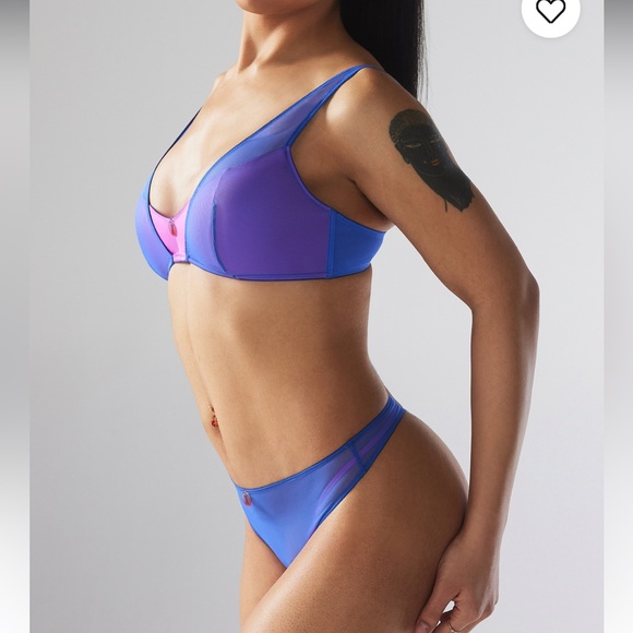 Savage X Fenty I Dare Hue True Blue 3 Piece Combo Thong & Bralette Bundle - Picture 5 of 15